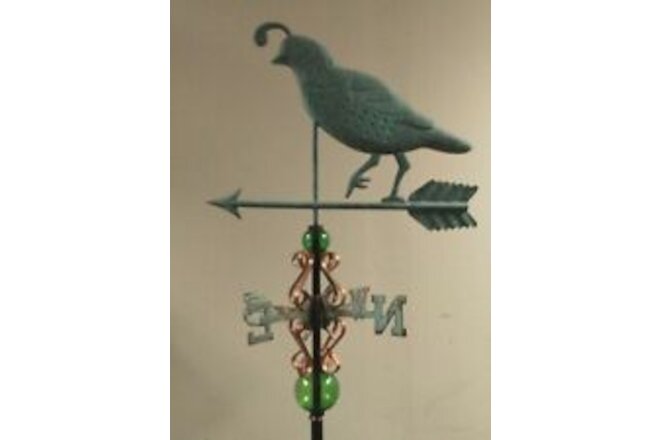 QUAIL ANTIQUED COPPER WEATHERVANE,ALL PARTS AS SHOWN. NO ROOF MOUNT