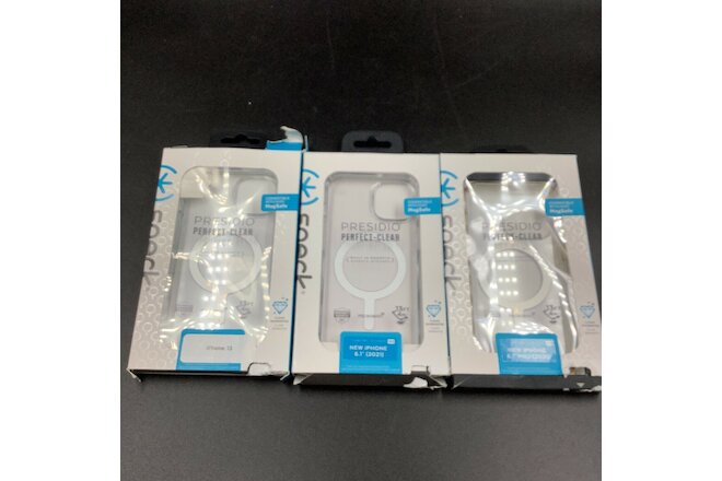 Lot of 3 Speck iPhone 13 and 13 Pro Drop Protection Presidio Clear Phone Cases
