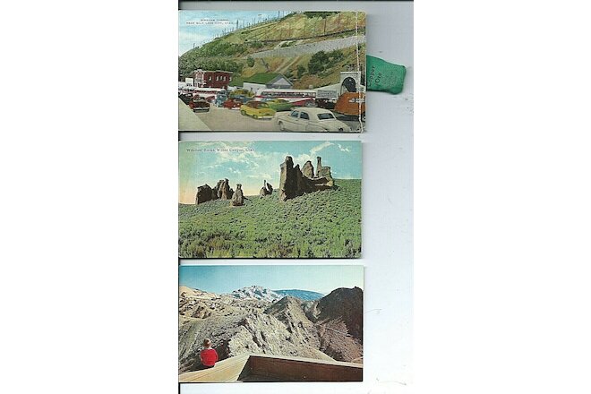 3 vintage Postcards UTAH Bingham Tunnel w/ COPPER Weber Canyon Dinosaur Monument