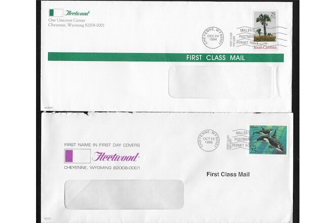 1994-6 FLEETWOOD® Lot of Two Mailer's Postmarked Covers *VG*