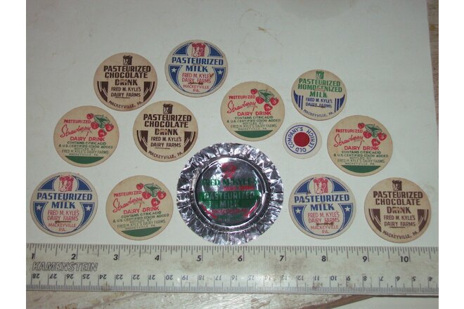 Huge mix lot of milk bottle caps from Fred M. Kyle's Mackeyville, Pa.
