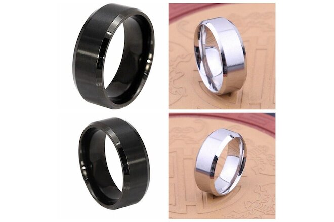 Wholesale 30Plain Stainless Steel Rings Silver Black Band Wedding Ring jewelry