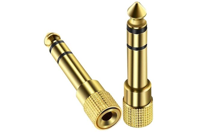 2pcs 6.35mm 1/4" Male to 3.5mm 1/8" Female TRS Stereo Audio Headphone Adapter