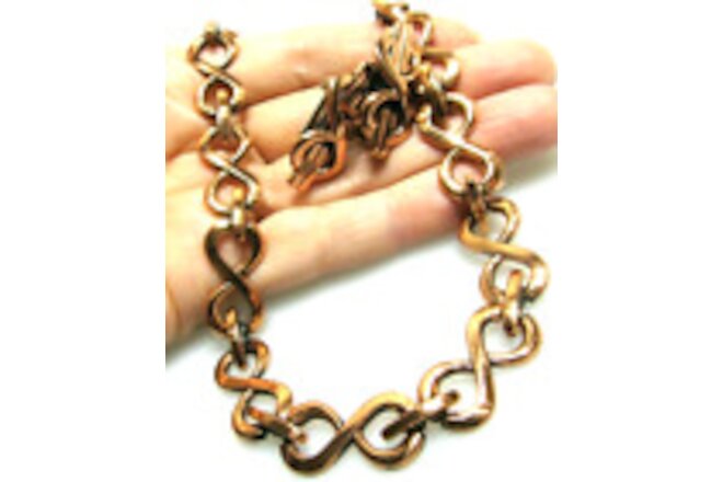 Renoir Infinity Necklace Earring Set Mid Century Copper Double Loop Link 16"