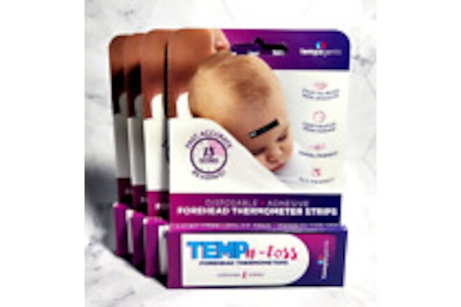 4 PACK ~ Temp-N-Toss Forehead Disposable Thermometer Strips6ct. 24 Total Strips