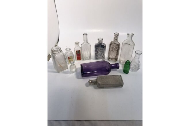 Apothecary, Medicine, Bottles Industrial Glass Mercantile Lot-12, free shipping