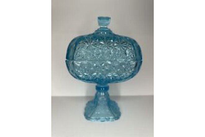 Light Blue Daisy and Buttons Lidded Compote