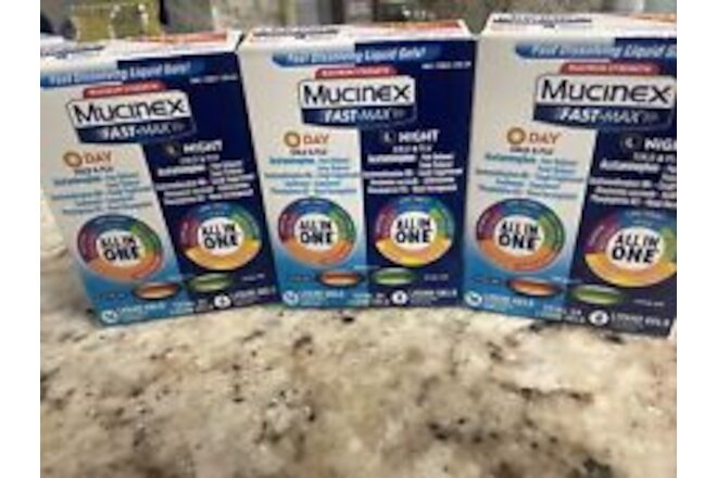 3-Mucinex Fast-Max Day (24) & Night Time (16)40 Caplets Total 12/24