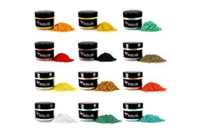 Mica Powder Pearlescent Color Pigment, 10g, 12 Jars - Art Set for Resin Epoxy...