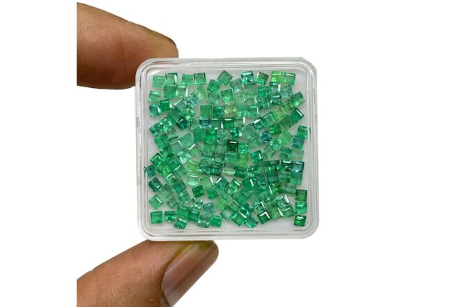 Natural Colombian Emerald 25 Pcs 2.2mm-2.4mm Square Loose Untreated Gemstones