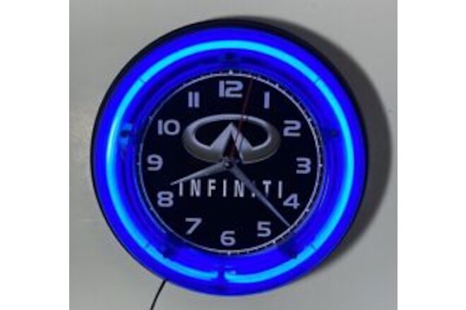 Infinity Motors logo neon wall hanging clock