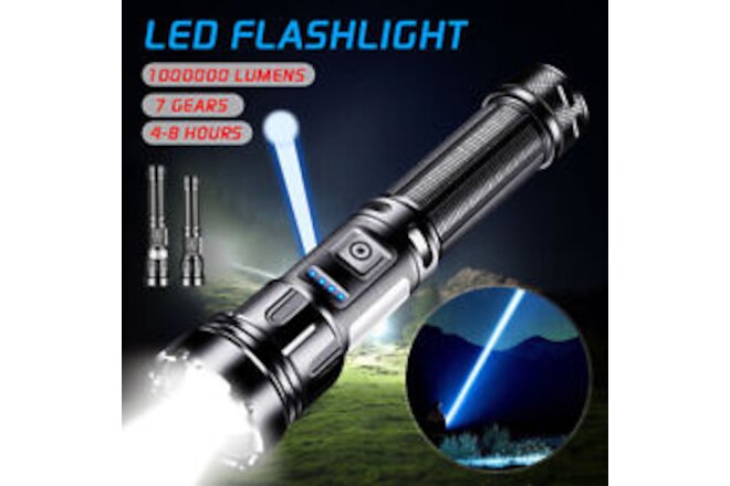 1000000 Lumens Super-Bright LED Tactical Flashlight Rechargeable COB Work Light