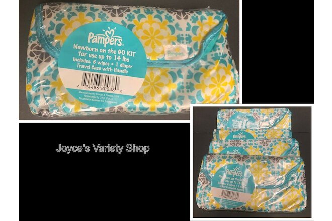 Pampers Newborn Baby On The Go Kit Case Diapers Wipes (4) Packs