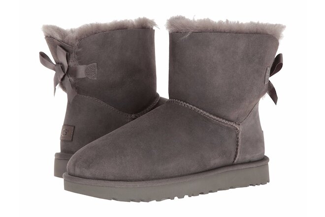 Women's Shoes UGG MINI BAILEY BOW II Slip On Ankle Boots 1016501 GREY