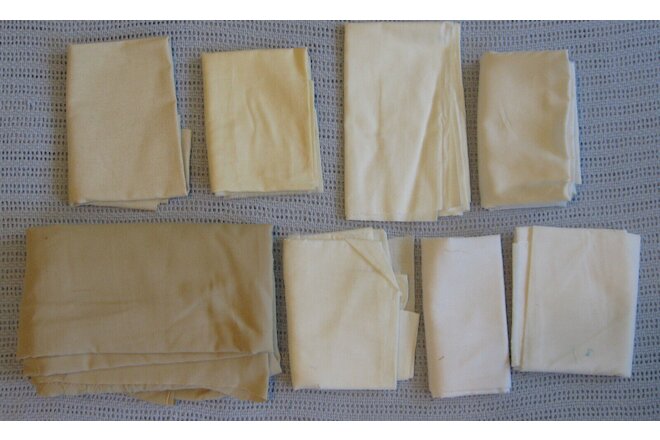 Vintage Cotton Fabric white tan material lot of 8 for doll undergarments lining