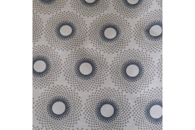 Vintage MCM Designtex Upholstery Fabric Phenomena Paperwhite Blue Circles 6.9 yd
