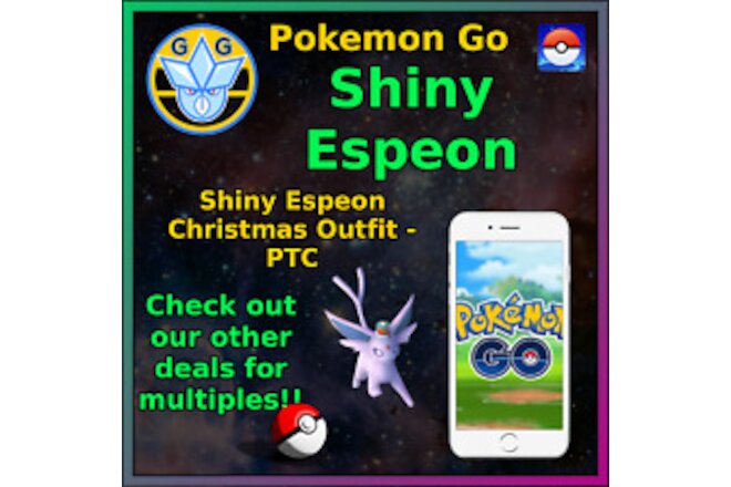 Shiny Espeon - Christmas Outfit - Pokémon GO - Pokemon Mini P T C - 50-100k!