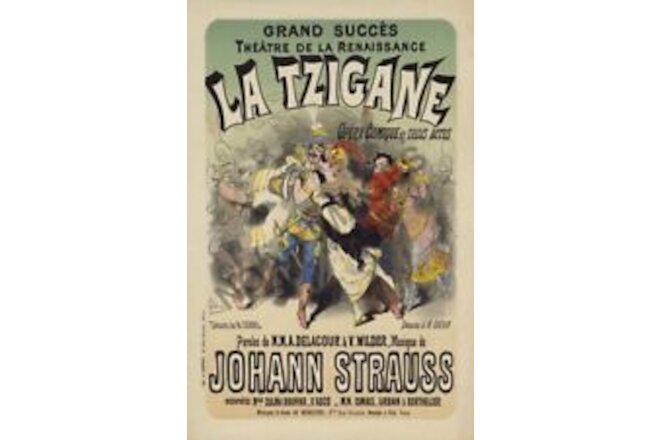 La Tzigane Johann Strauss vintage opera theatre ad poster 12x18