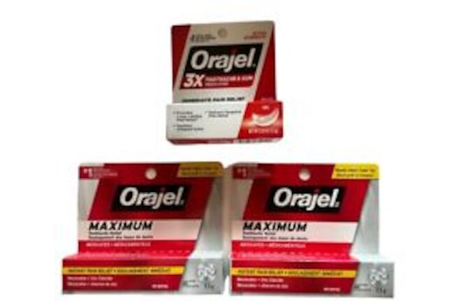 3 Boxes Of Orajel Medicated Toothache & Gum Instant Pain Relief L Lot EXP 2025