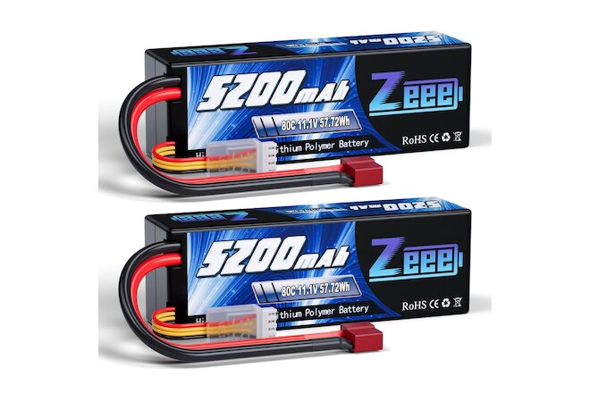 2PCS Zeee 11.1V 80C 5200mAh 3S LiPo Battery Deans for RC Car Truck Heli Airplane