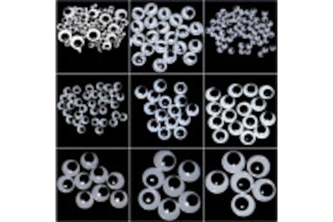 700pc Wiggle Wiggly Googly Eyes Self Adhesive Black 7 Sizes 4-12mm Crafts