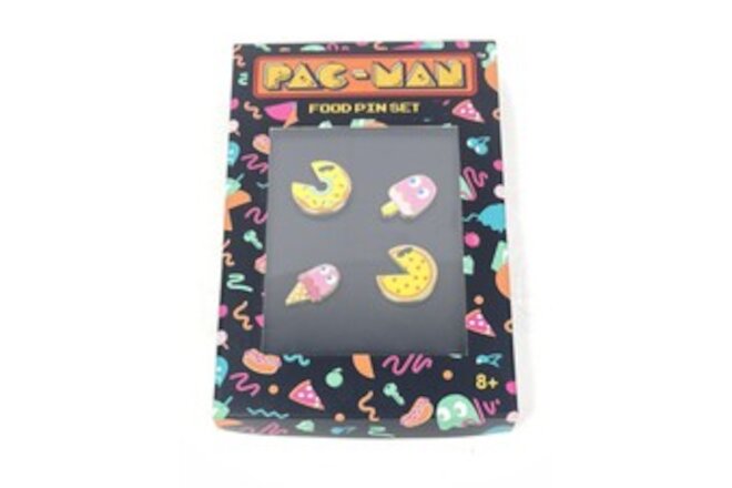PAC-MAN FOOD PINS 4pc SET Bandai Namco Retro Arcade Pinback NEW