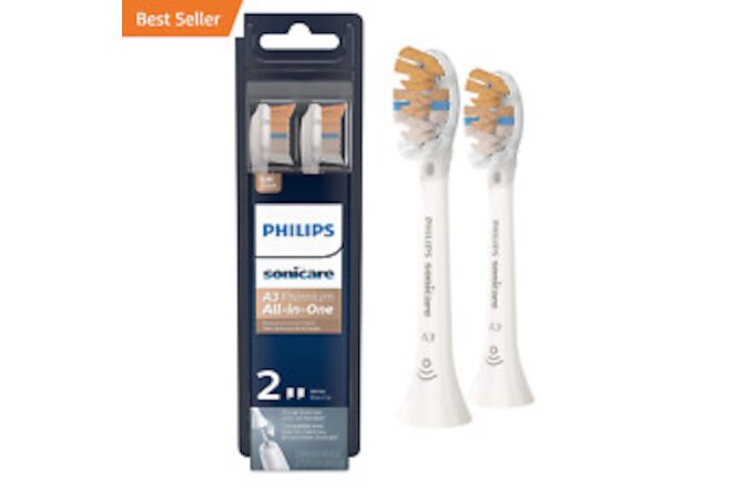 Genuine A3 Premium All-In-One Replacement Toothbrush Heads, 2 Brush Heads, White