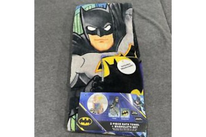 NEW DC Comics BATMAN 2pc Kids' 100% Cotton Bath Towel and Wash Cloth Set
