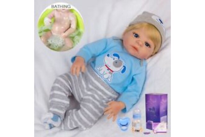 22" Reborn Baby Dolls Realistic Boy Doll Full Body Vinyl Silicone Handmade Gift