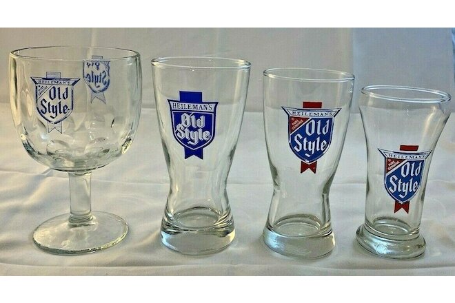 VINTAGE OLD STYLE Beer Glasses & Mug 16,12,10, 8 oz. Clear 4-PC Assortment Set