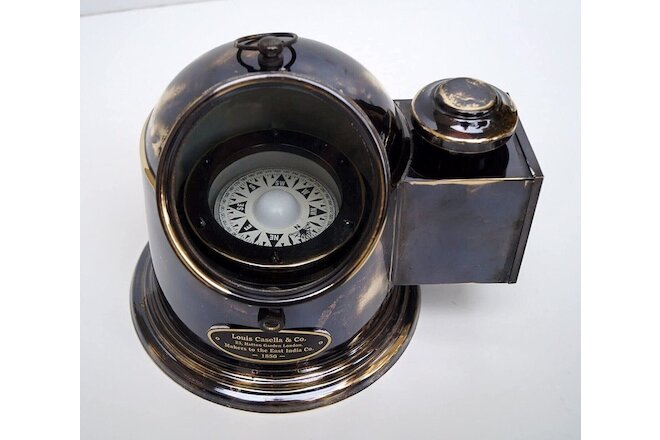 Antique Nautical Brass Oil lamp Binnacle Gimbal Compass Maritime Ship Lantern Bo