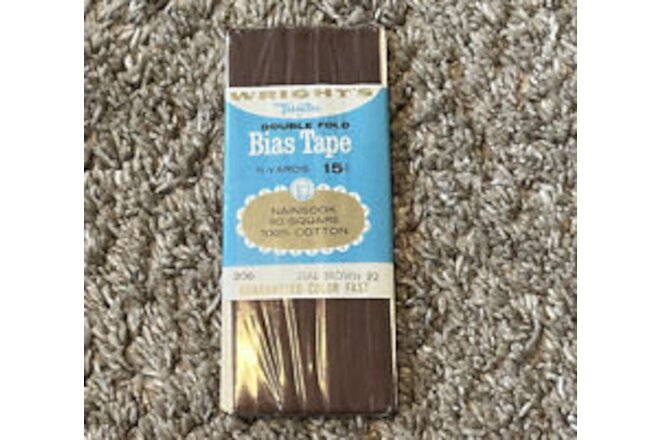 5 yards Seal Brown Double fold BIAS TAPE Vintage Wrights NOS Sealed