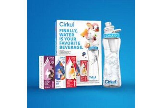 Plastic Water Bottle Kit with Blue Lid w/1Fruit Punch & 1 Mixed Berry Cartridge