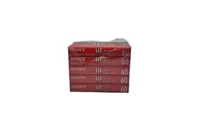 5 Pack Sony High Fidelity HF 60 Minute Audio Recording Blank Cassette Tapes
