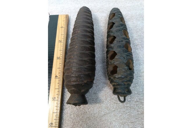 2 MISC. PINE CONE CUCKOO CLOCK WEIGHTS 1 LB 3 OZ and 11 OUNCES