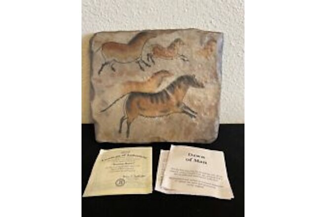 1999 Bradford Exchange The Dawn of Man Running Horses Stone Tile Wall Plaque
