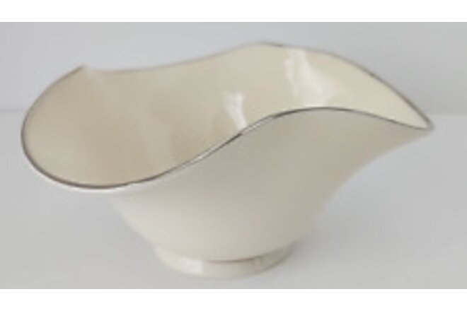 Lenox Candy Nut Bowl Ivory Fine China Fluted Silver Trim  3 corner Fluted