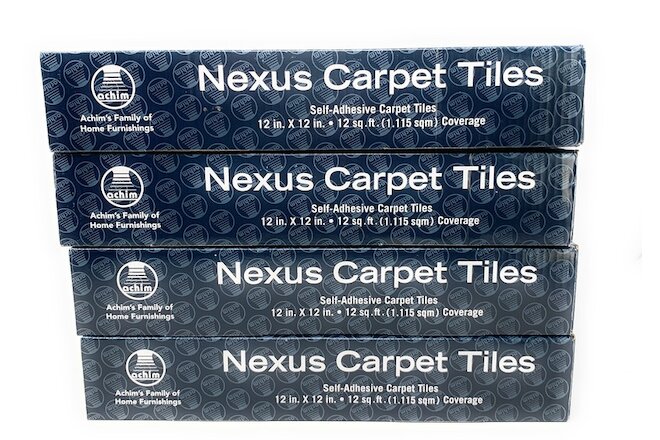 Nexus 12x12 Self Adhesive Carpet Floor Tiles 48 Tiles Navy Blue Lot of 4