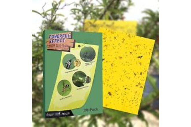 20-Pack Yellow Sticky Traps for Gnats, Fruit Fly Trap for Indoors/Outdoor Fly...