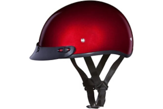 Half Skull Cap Motorcycle Helmet – DOT Approved [Black Cherry] [2XL]