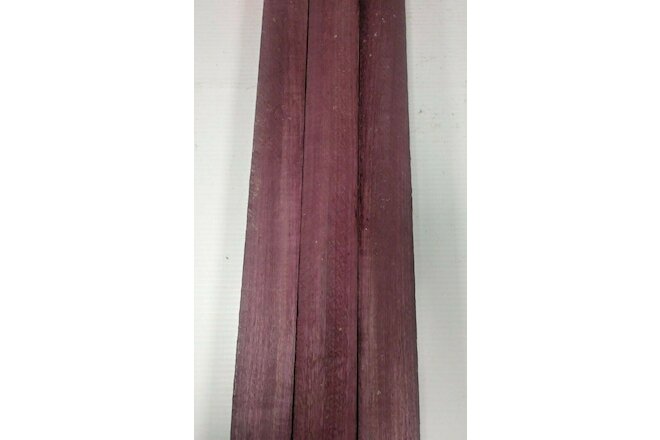 3 Pieces Lot, Purpleheart Thin Stock Lumber Boards/Wood Crafts  1" x 2" x 16"
