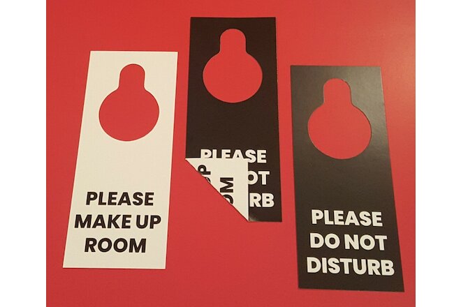 Do Not Disturb / Make up room Door Hanger Sign, Double sided 2 Pack WHITE/BLACK