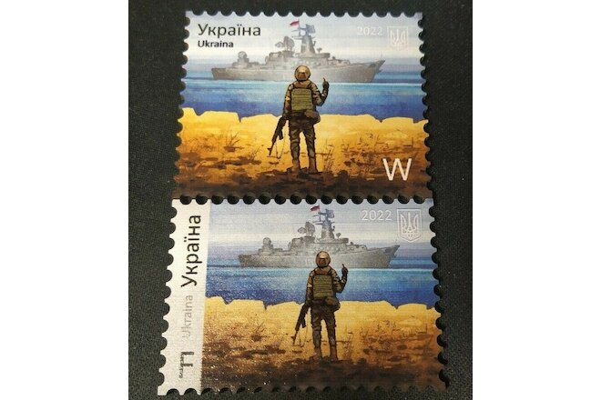2 MAGNET like STAMP F+W Russian warship go F *** yourself, limited Ukraine