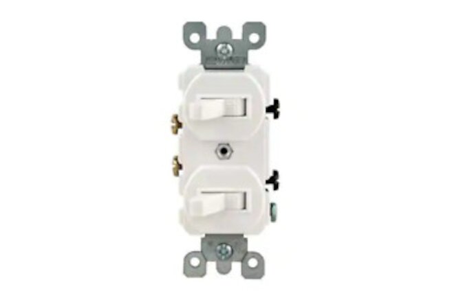 15 Amp Combination Double Switch, White