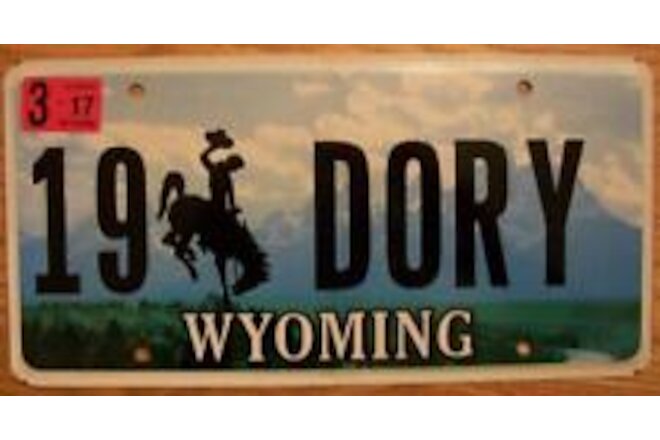SINGLE WYOMING LICENSE PLATE - 2017 - 19 DORY