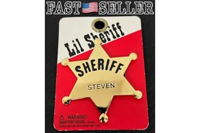 Swibco Vintage Brass Lil Sheriff Star Badge Engraved “Steven" - NEW! FAST!