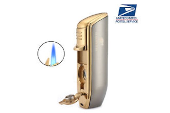Travel 3 Jet Flame Torch Butane Cigar Lighter With Hole Punch Windproof Portable