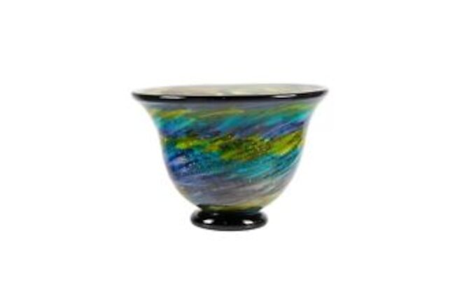 Art Glass Bowl 8.5" Tall Under the Sea Handcrafted Murano-Style Bowl For Home...