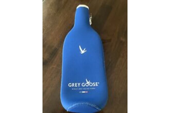 NEW Grey Goose Vodka Blue Bottle Cover Zip Sleeve Koozie Insulator  12"
