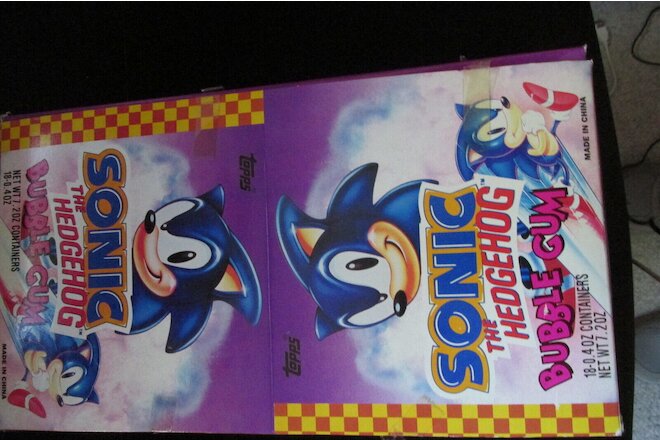 Vintage 1993 SEGA Sonic the Hedgehog Candy Gum Containers FULL Box of 18